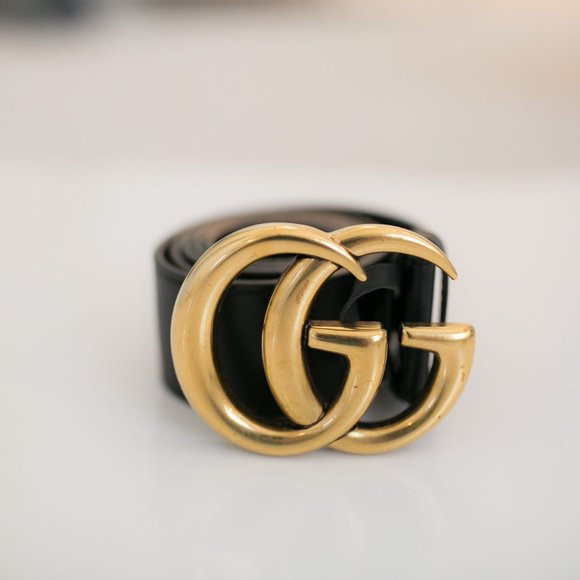 GUCCI LEATHER BELT - BLACK (LARGE LOGO BUCKLE) main image 5